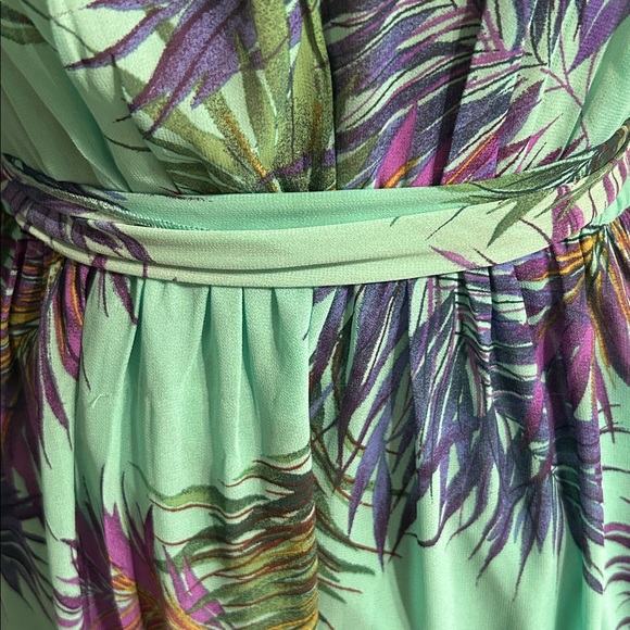 Fashion Nova Teal Tropical Midi Dress with Purple & Blue Palm Print - Picture 8 of 8